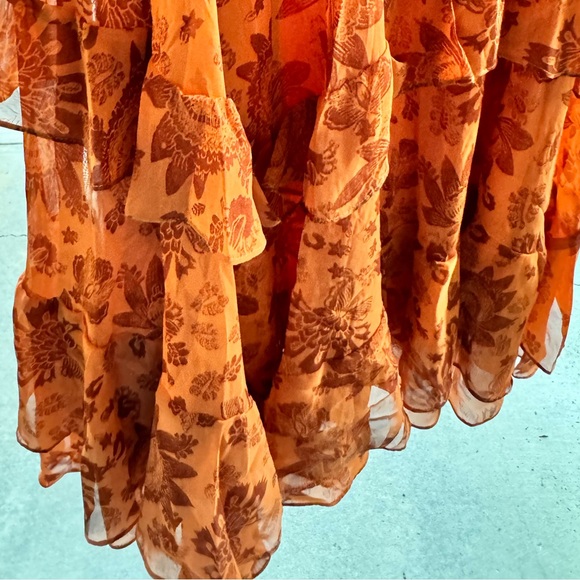 Ideology Ruffled Bohemian Style Brown and Orange Cairo Long Skirt - Picture 6 of 9